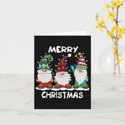 Vrolijk Kerstmis Gnomen Xmas Familie Mannen Vrouwe Kaart (Gele Bloem)