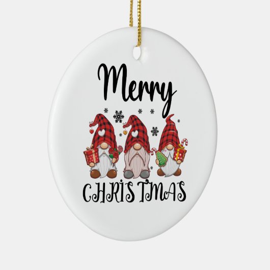 Vrolijk Kerstmis Gnomies Kerstmis Gnomes Keramisch Ornament (Rechts)