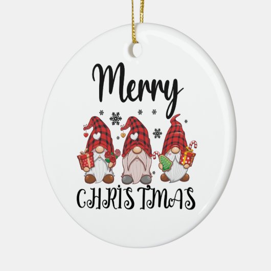 Vrolijk Kerstmis Gnomies Kerstmis Gnomes Keramisch Ornament (Links)