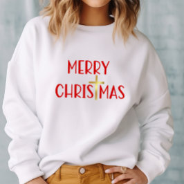 Vrolijk Kerstmis Goud Christelijk Kruis Faith Wit Trui