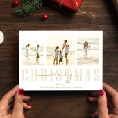 Vrolijk Kerstmis Goud Elegante Kalligrafie Plaid Feestdagenkaart