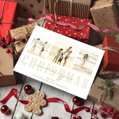 Vrolijk Kerstmis Goud Elegante Kalligrafie Plaid Feestdagenkaart