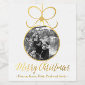 Vrolijk Kerstmis goud Foto gunst wijn labels Wijn Etiket (Enkel label)