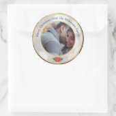 Vrolijk Kerstmis Goud Glitter Foto Ronde Sticker (Tas)