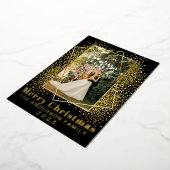 Vrolijk Kerstmis Goud Glitter Holly Foto Vakantie Folie Feestdagenkaart (Gedraaid)