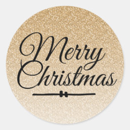 Vrolijk Kerstmis Goud Glitter Ombre Envelope Seal Ronde Sticker