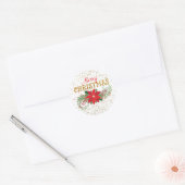 Vrolijk Kerstmis Goud Glitter Poinsettia Ronde Sticker (Envelop)