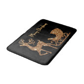 Vrolijk Kerstmis Goud Glitter Rendier & Sleigh Badmat (Gekanteld)