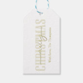 Vrolijk Kerstmis Goud Kalligrafie Script Cadeaulabel (Voorkant)