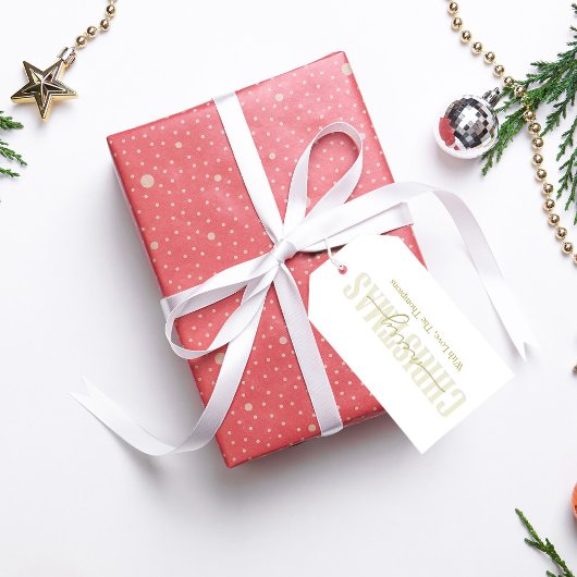 Vrolijk Kerstmis Goud Kalligrafie Script Eenvoudig Cadeaulabel