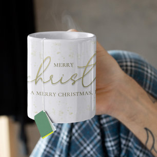 Vrolijk Kerstmis Goud Kalligrafie Script Glitter Koffiemok