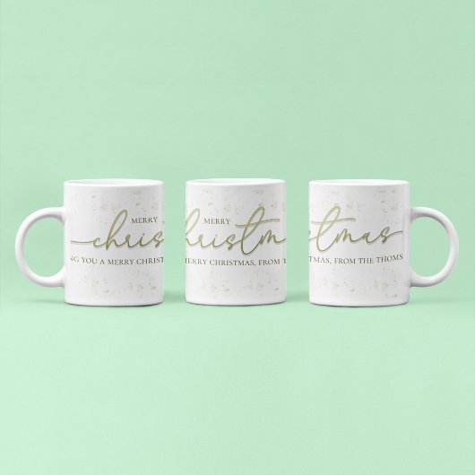 Vrolijk Kerstmis Goud Kalligrafie Script Glitter Koffiemok