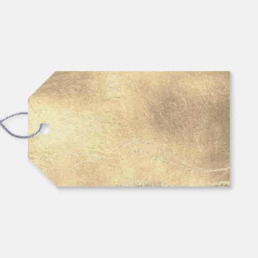 Vrolijk Kerstmis Goud Metallic Glitter Cadeaulabel (Achterkant Horizontaal)