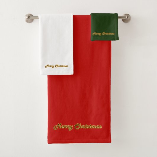 Vrolijk Kerstmis Goud Monogrammed Badhanddoek Set Bad Handdoek (Insitu)