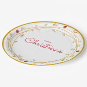 Vrolijk Kerstmis Goud/Rood Papieren Bordje (Gekanteld)