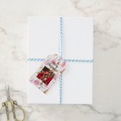 Vrolijk Kerstmis Goud Roze Boom Cadeaulabel (Met Touw)