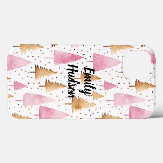 Vrolijk Kerstmis Goud Roze Boom Case-Mate iPhone Case (Achterkant (horizontaal))