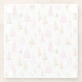 Vrolijk Kerstmis Goud Roze Boom Glazen Onderzetter (Achterkant)