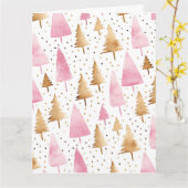 Vrolijk Kerstmis Goud Roze Boom Kaart (Gele Bloem)