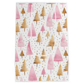 Vrolijk Kerstmis Goud Roze Boom Medium Cadeauzakje (Achterkant)