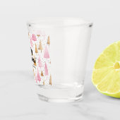 Vrolijk Kerstmis Goud Roze Boom Shot Glas (Rechts)