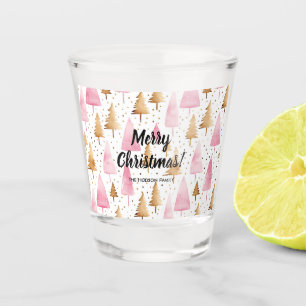 Vrolijk Kerstmis Goud Roze Boom Shot Glas