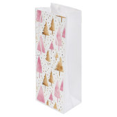 Vrolijk Kerstmis Goud Roze Boom Wijn Cadeautas (Achterkant Gekanteld)