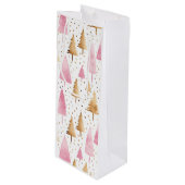 Vrolijk Kerstmis Goud Roze Boom Wijn Cadeautas (Voorkant Gekanteld)