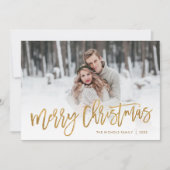 Vrolijk Kerstmis Goud Script Foto Overlay Feestdagenkaart (Voorkant)