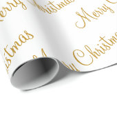 Vrolijk Kerstmis Goud Script Kalligrafie Cadeaupapier (Rol Hoek)