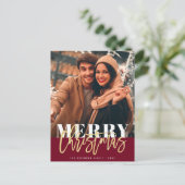 Vrolijk Kerstmis Goud Script Vakantie Briefkaart (Staand voorkant)