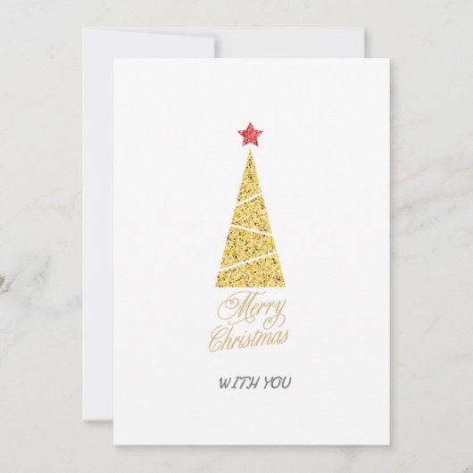 Vrolijk Kerstmis gouden boom cadeau voor vriend Kaart (Voorkant)