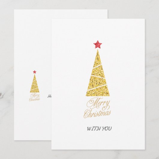 Vrolijk Kerstmis gouden boom cadeau voor vriend Kaart (Voorkant / Achterkant)