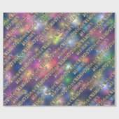 Vrolijk Kerstmis Gouden Glitter Typografie Sterren Cadeaupapier (Vlak)