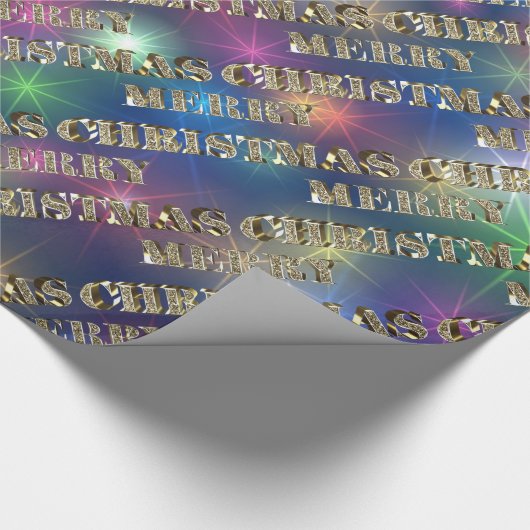Vrolijk Kerstmis Gouden Glitter Typografie Sterren Cadeaupapier (Hoek)