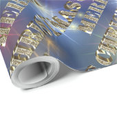 Vrolijk Kerstmis Gouden Glitter Typografie Sterren Cadeaupapier (Rol Hoek)