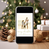 Vrolijk Kerstmis Gouden Kalligrafie Elegante Twee  Feestdagenkaart