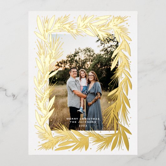 Vrolijk Kerstmis Gouden krans Folie Feestdagen Briefkaart (Voorkant)