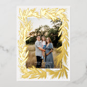 Vrolijk Kerstmis Gouden krans Folie Feestdagenkaart (Voorkant)
