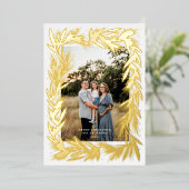 Vrolijk Kerstmis Gouden krans Folie Feestdagenkaart (Staand Voorkant)