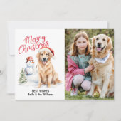 VROLIJK KERSTMIS GOUDEN RETRIEVER ENKELE FOTO FEESTDAGENKAART (Voorkant)