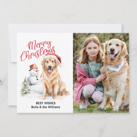 VROLIJK KERSTMIS GOUDEN RETRIEVER ENKELE FOTO FEESTDAGENKAART (Voorkant)