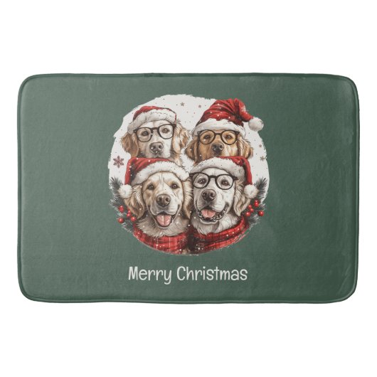 Vrolijk Kerstmis Gouden Retriever Honden Badmat (Voorkant)