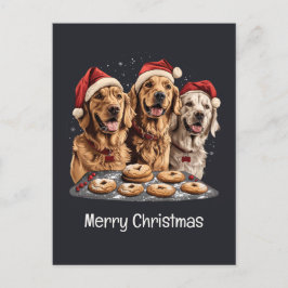 Vrolijk Kerstmis Gouden Retriever Honden Bakken Briefkaart