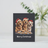 Vrolijk Kerstmis Gouden Retriever Honden Bakken Briefkaart (Staand voorkant)