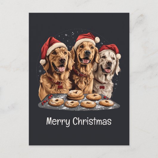 Vrolijk Kerstmis Gouden Retriever Honden Bakken Briefkaart (Voorkant)