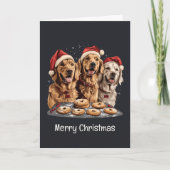 Vrolijk Kerstmis Gouden Retriever Honden Bakken Feestdagen Kaart (Voorkant)