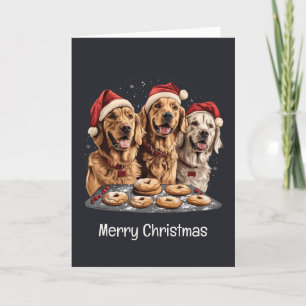 Vrolijk Kerstmis Gouden Retriever Honden Bakken Feestdagen Kaart