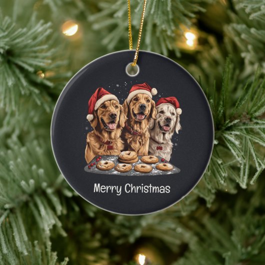 Vrolijk Kerstmis Gouden Retriever Honden Bakken Keramisch Ornament (Boom)
