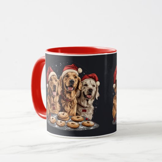 Vrolijk Kerstmis Gouden Retriever Honden Bakken Mok (Voorkant links)